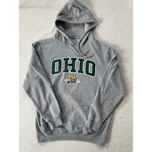 Ohio University Mens Medium Hoodie Gray Bobcats NCAA Collegiate Sweatshirt